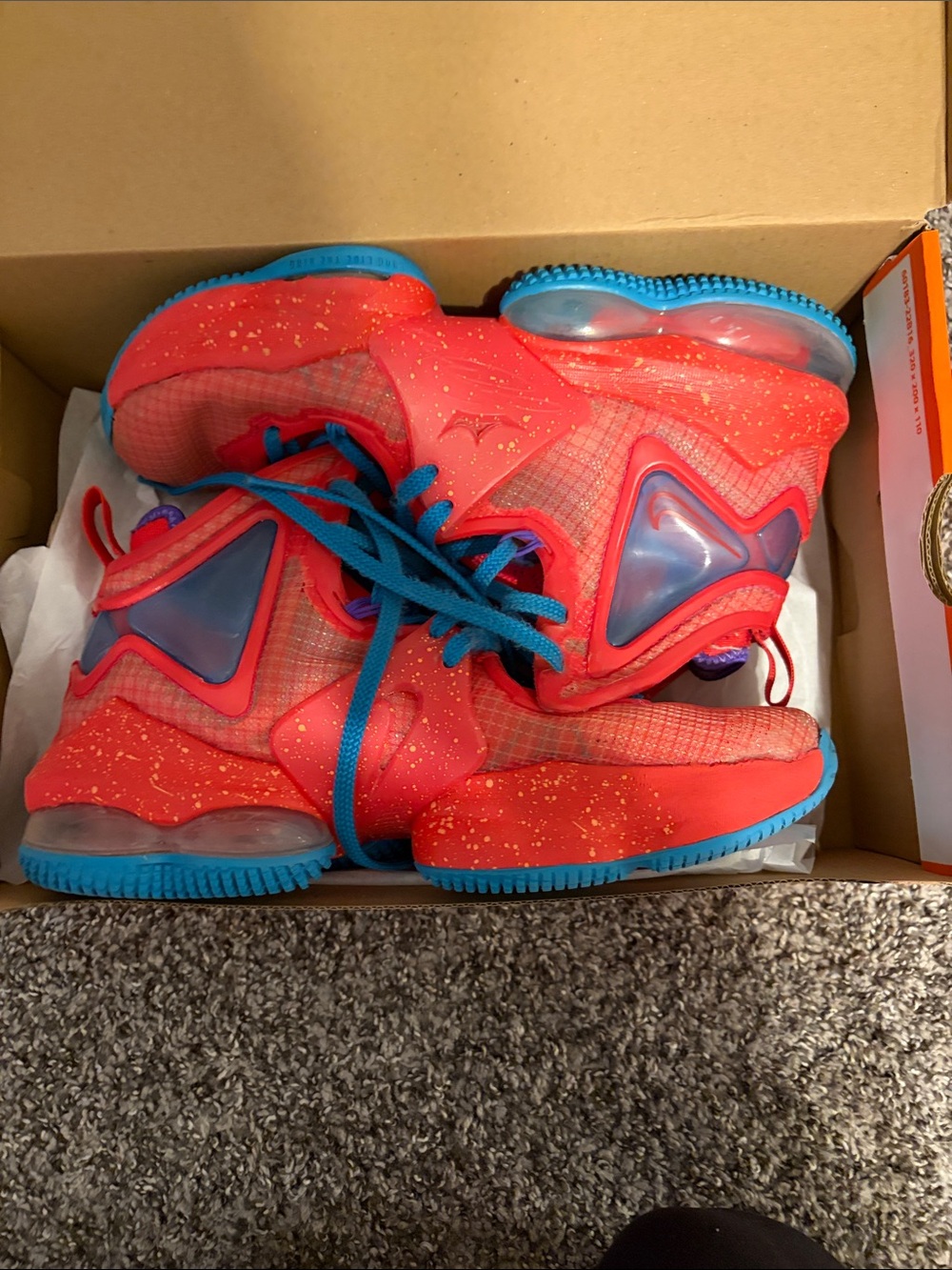 Lebron 19s Red and Blue Volleyball/Basketball shoes